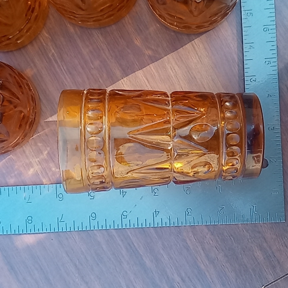 Antique Amber Glass Tumbler Set of Five - Picture 3 of 5